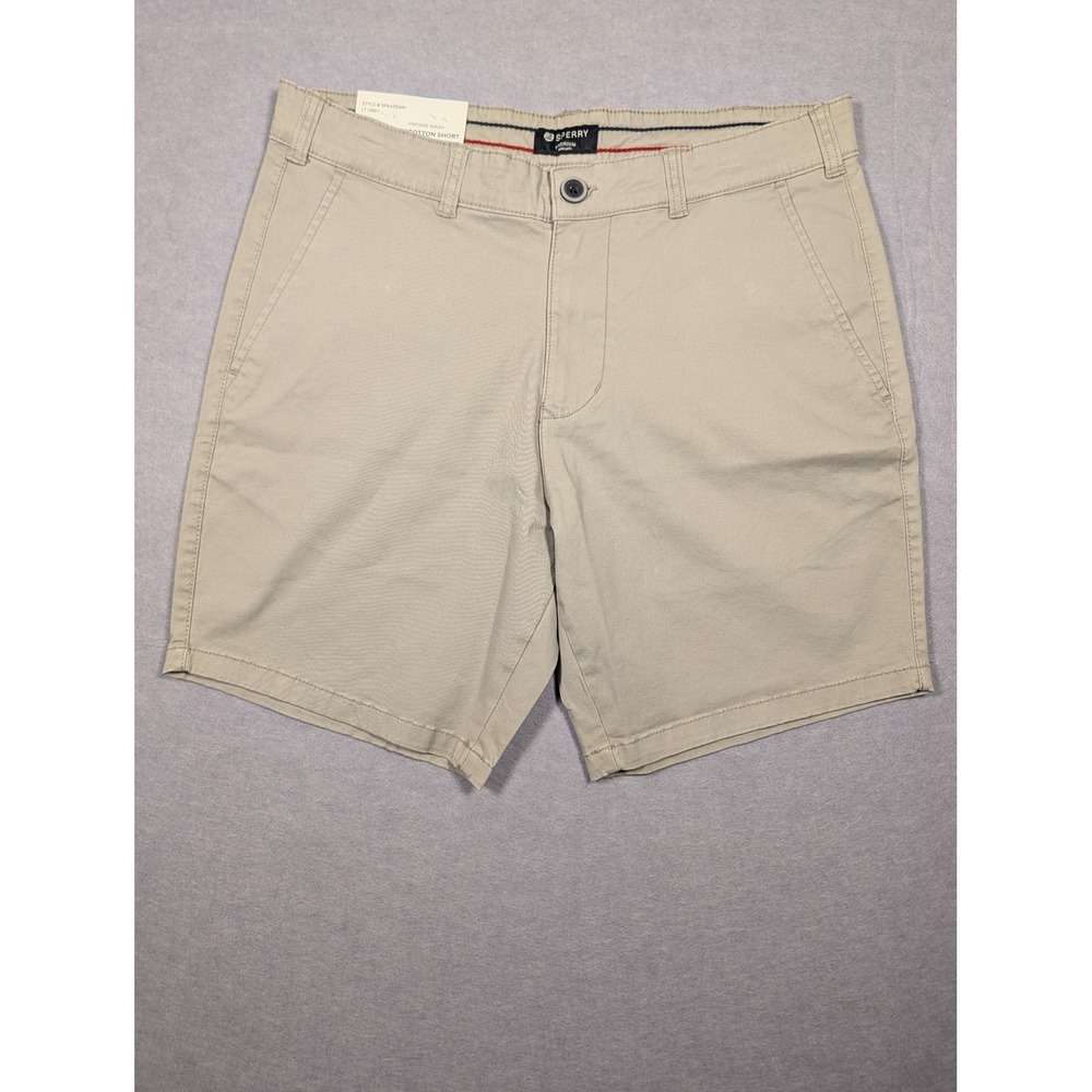 Sperry Flex Cotton Shorts Mens 32 Lt Grey Vintage Wash 8" Inseam NWT